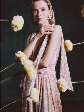 Rosewater House Pink Iris Print Fiona Dress
